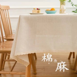 Màu Chính Vải Lanh Cotton Khăn Trải Bàn Đồng Bằng Màu Trắng Hộ Gia Đình Khăn Trải Bàn Bắc Âu Bàn Cà Phê Vải Lanh Trắng Nguyên Bản Khăn Trải Bàn