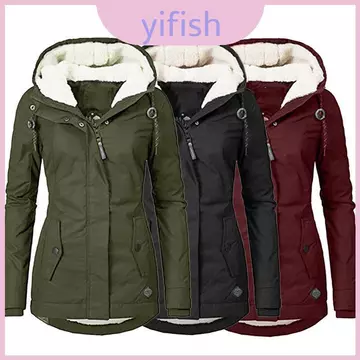 Áo khoác nữ thời trang mùa đông ấm áp có mũ trùm đầu lông giả Parka Áo khoác nữ Áo khoác ngoài