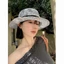 Đen Trắng Ngày Lễ Flat-top Mũ Rơm Rỗng Mũ Chống Nắng Chống Nắng Bên Biển Mũ Du Lịch Bãi Biển
