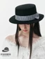 Retro Kẻ Sọc Nơ Len Flat Top Mũ Nữ Xuân Thu Đông Phong Cách Hàn Quốc Nhật Bản Đa Năng Mũ Ins