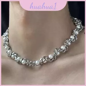 Vòng cổ dây chuyền khóa bằng thép titan với mặt dây chuyền ngọc trai mẹ ngọc trai cho phong cách hợp thời trang