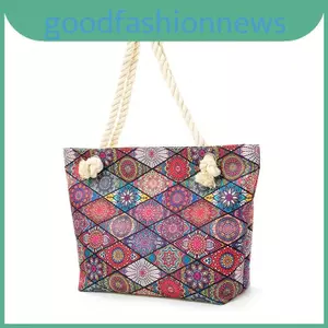 Tote du lịch sức chứa lớn Bohemian hình học có khóa kéo để sử dụng thông thường và