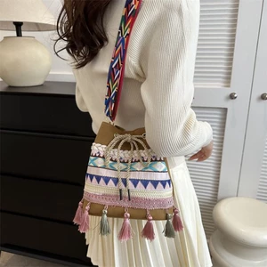 túi nhỏ canvas cao cấp, túi xô phong cách dân tộc Hanfu, túi đeo chéo váy ngựa đa năng du lịch V
