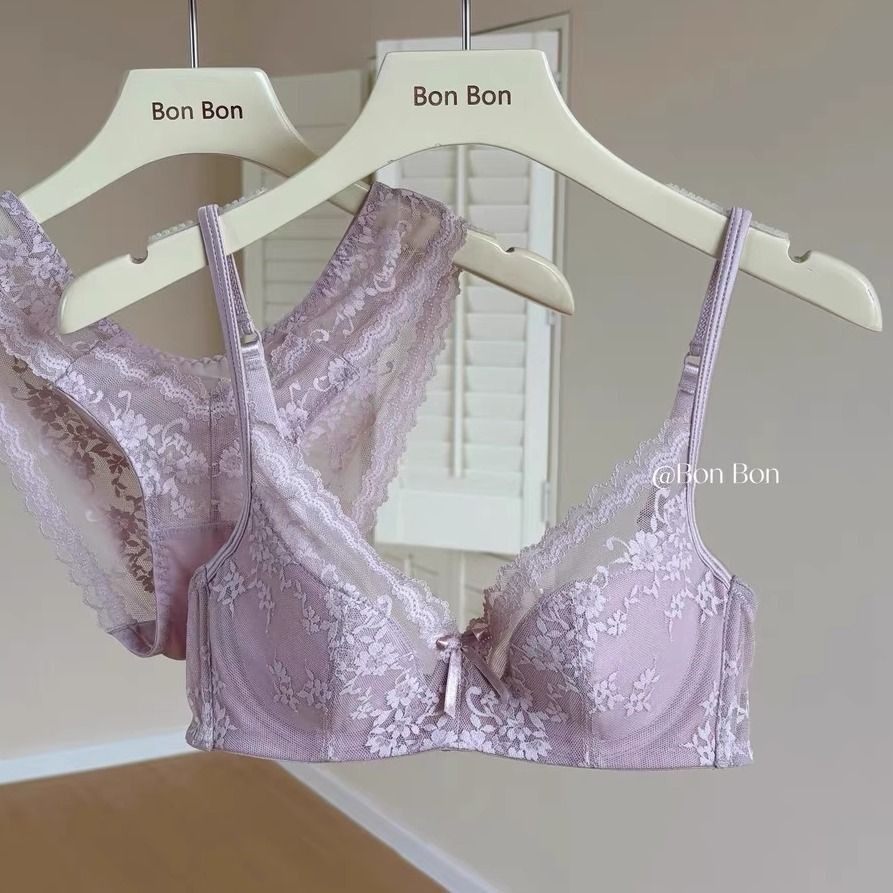 Quần Lót Nữ Hình Tam Giác Ren Thép Mềm, Vòng Siêu Mỏng Thoáng Khí Giúp Nhỏ Ngực