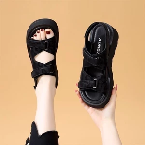 Giày Sandal La Mã Đế Dày Thời Trang Retro Nữ Mùa Hè Họa Tiết Da Báo Kèm Váy Giảm Béo Đế Mềm Đi Biển