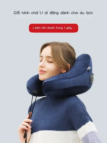 [Ảnh thật/Sẵn] Gối bơm hơi hình chữ u gối kê cổ gối bơm hơi du lịch gối di động mút xốp cổ hình ch