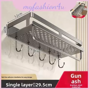 Đơn vị kệ phòng tắm thanh lịch bằng nhôm hợp kim có lớp kép và móc có thể điều chỉnh để tắm và bảo quản nhà vệ sinh