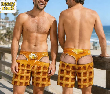 Còn Hàng Ngộ nghĩnh Nam 3D Quần Short Waffle Họa Tiết Mật Ong In Quần Short 3D Ảo Ảnh Quần Short Đi Biển Quần Short Gag Quà Tặng Mới Lạ Quần Short Đi Biển Mùa Hè
