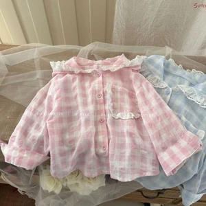 Quần áo trẻ em mùa hè mới cotton nguyên chất kẻ sọc áo chống nắng bé gái mùa hè thoáng khí và