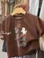 Áo thun ngắn tay cổ tròn thường ngày cho bé trai và bé gái in hình cún con mùa hè cotton nguy