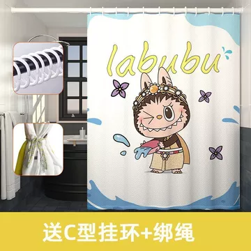 Labububupu Hoạt Hình Phòng Tắm Vách Ngăn Rèm Tắm Chống Thấm Nước Tắm Khối Rèm Khô Ướt Tách Vệ Sinh Cửa Rèm Rèm Cửa