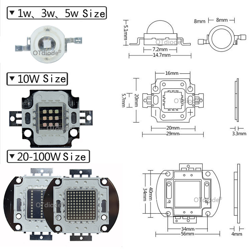 Bóng đèn LED cực tím UV Chip đèn 365nm 375nm 380nm 385nm 395nm 400nm ...