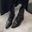 Da mềm mũi nhọn Giày Chelsea Boot nữ tay mới giảm béo giày bốt ngắn gót dày giày bốt mỏng