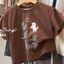 Áo thun ngắn tay cổ tròn thường ngày cho bé trai và bé gái in hình cún con mùa hè cotton nguy