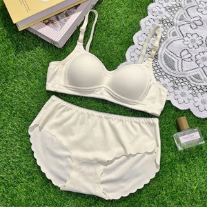 Bộ đồ lót ren ngọt ngào cho nữ không có gọng thép, ngực nhỏ, chống đẩy, chống chảy xệ, mỏng,