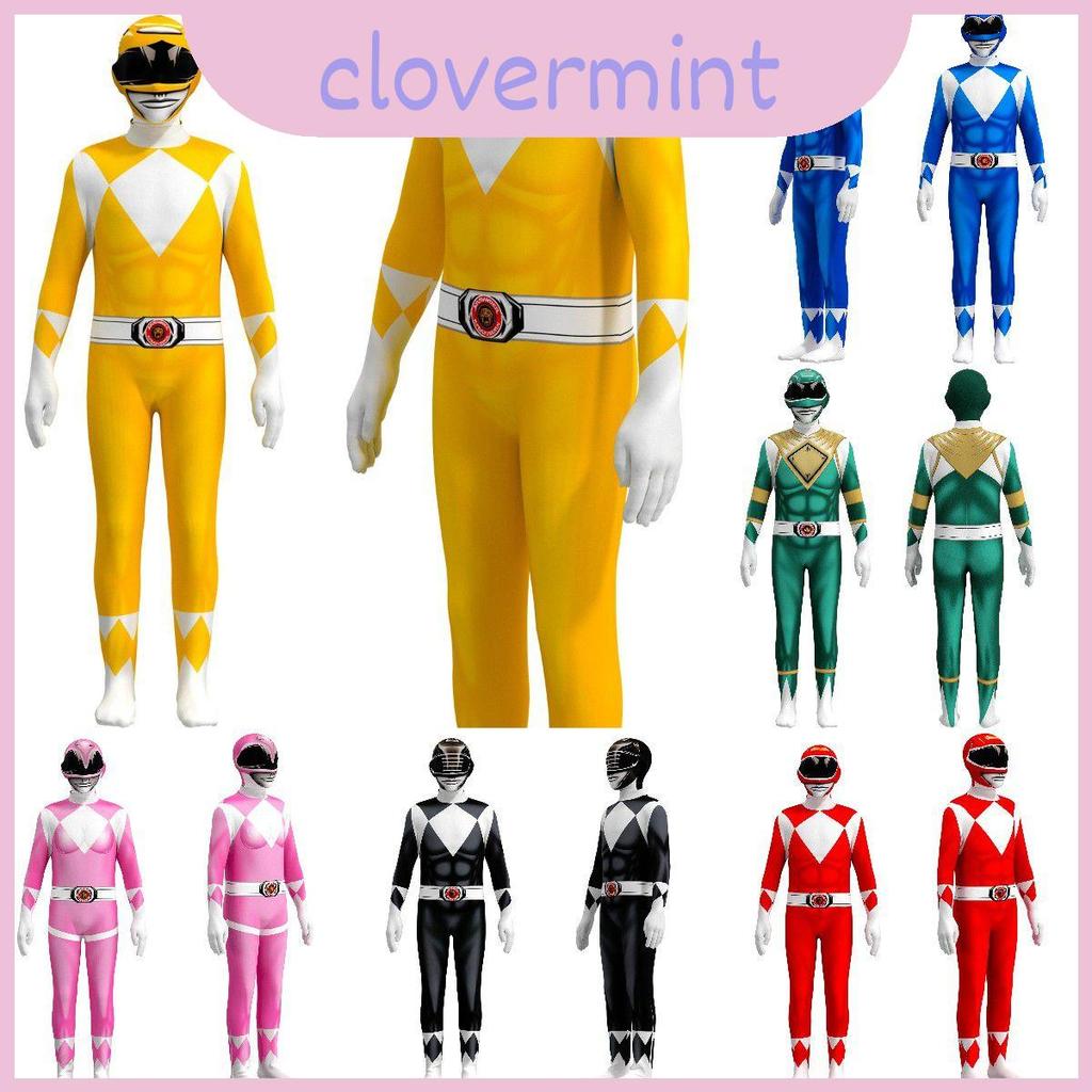 Trang phục Rangers dành cho trẻ em và người lớn với bộ áo liền quần và mặt nạ nhân vật bền bỉ