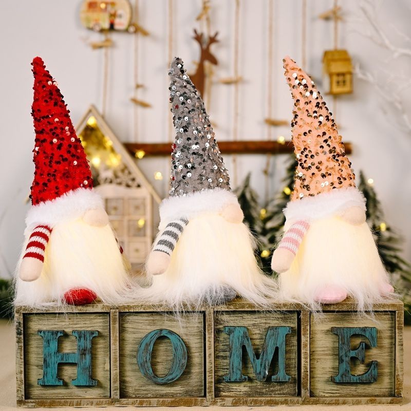 [Sẵn Sàng] 2 Chiếc LED Giáng Sinh Gnome Sang Trọng Ông Già Noel Trang Trí Búp Bê Vô Diện Gonk Lùn Đồ Chơi Trang Trí Nhà Để Bàn Trang Trí Quà Tặng Giáng Sinh