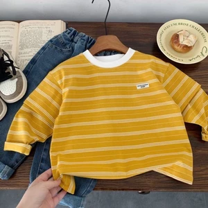 Áo thun hai mảnh giả trẻ em nam xuân thu quần áo trẻ em áo hoạt hình cotton nguyên chất cho b