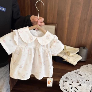 Bé Gái Nguyên Chất Cotton Áo Sơ Mi Mỏng Top Bé Gái Quần Áo Mùa Hè Cô Gái Mới Nhỏ Ngọt Ngào Họ