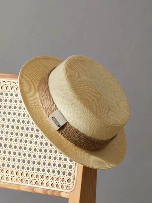 Mũ Rơm Mùa Hè, Mũ Flat Top, Unisex, Chu Vi Đầu Lớn, Che Nắng, Và Dây Gai Thời Trang Dệt