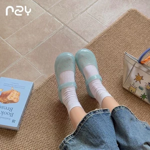 Mary Jane Jelly Crocs Nữ Giày Đế Mềm Đi Biển Y Tá Dép Chống Trơn Trượt Dép Pha Lê Giày