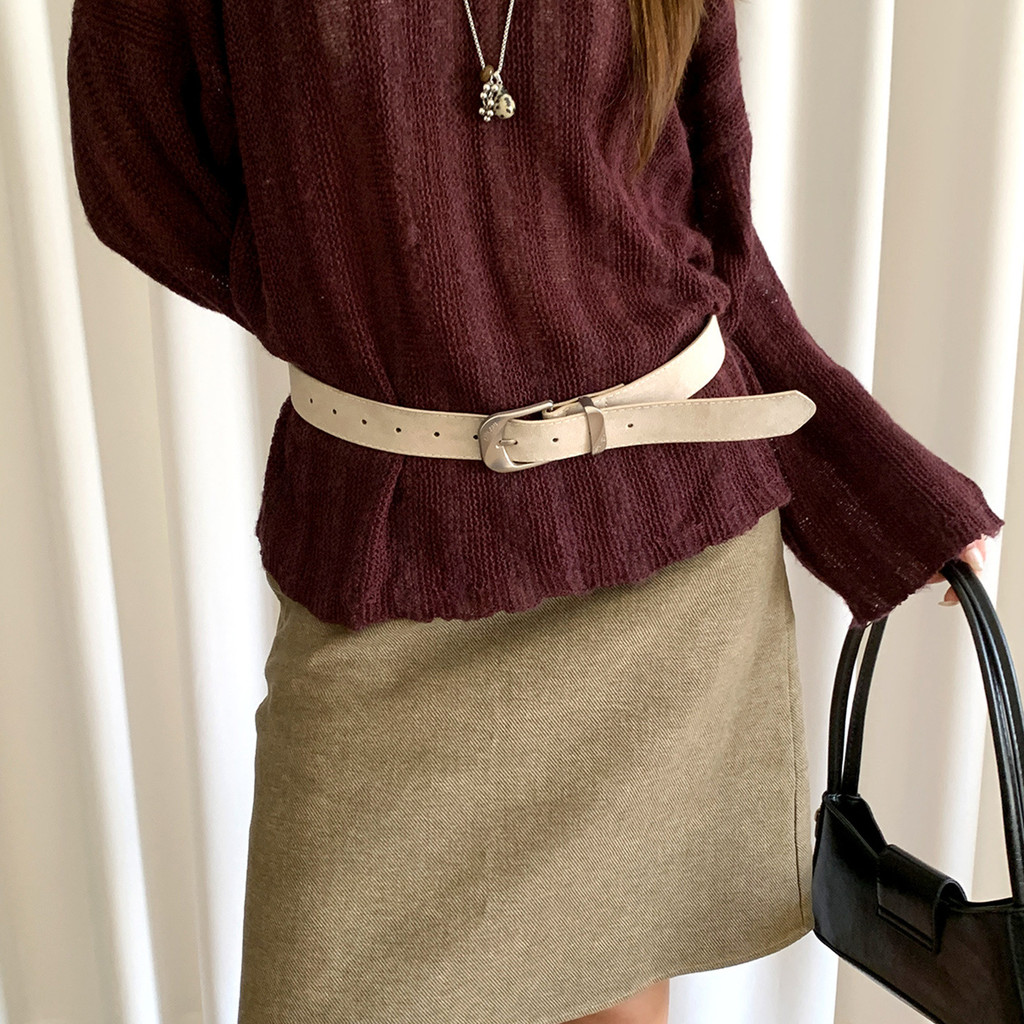 Thắt lưng nữ da lộn retro cao cấp, phù hợp với váy và quần jean, thiết kế dây trang trí độc đáo