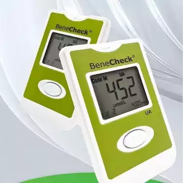 Máy uric Baijie + Que thử Thiết bị kiểm tra hoàn toàn tự động tại nhà để theo dõi bệnh gút và đo axit uric, dùng trong