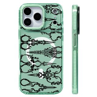 Ốp sạc từ tính không dây kéo Gothic đầy màn hình Tương thích cho IPhone 12 13 14 15 16 17 Pro Max Cover 16E 17AIR Silicon mềm trong suốt Vỏ chống sốc