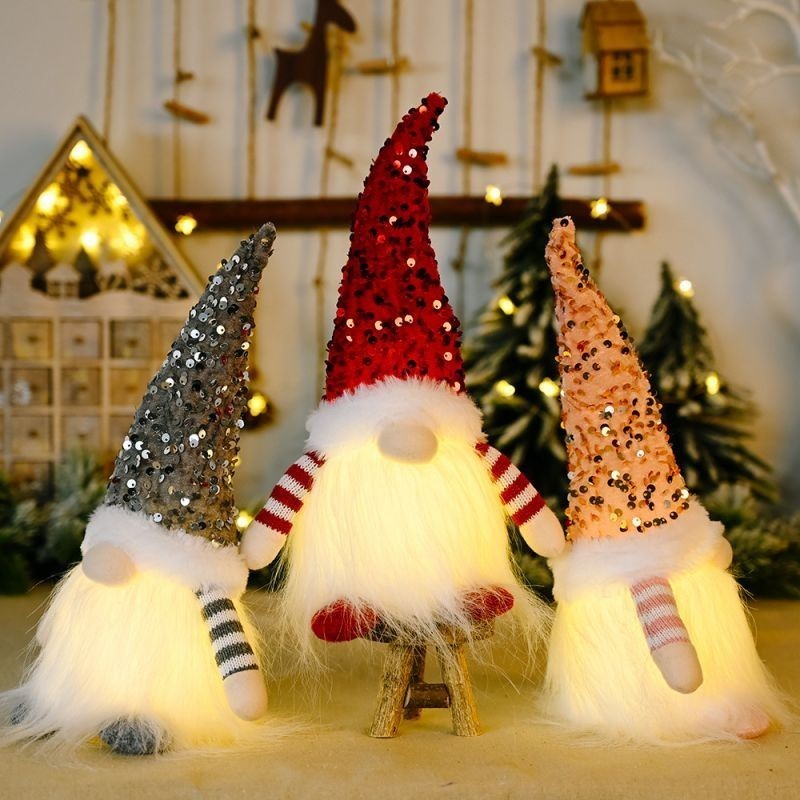 [Sẵn Sàng] 2 Chiếc LED Giáng Sinh Gnome Sang Trọng Ông Già Noel Trang Trí Búp Bê Vô Diện Gonk Lùn Đồ Chơi Trang Trí Nhà Để Bàn Trang Trí Quà Tặng Giáng Sinh