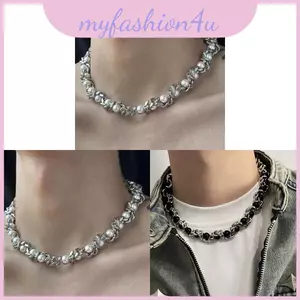 Ngọc Trai Mẹ Ngọc Trai Dây Thép Titan Với Mặt Dây Chuyền Hình Học Kẻ Sọc Kim Cương Cho Unisex