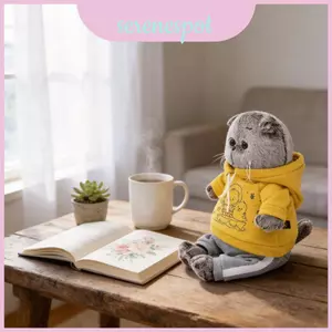 Budibasa Ngắn Sang Trọng Mèo Plushie Có Pp Cotton Làm Đầy Cho Phòng Ngủ Trẻ Em