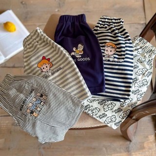 Quần short thể thao bé trai mới, quần ba phần tư in hoạt hình trẻ em, quần sọc phong cách Hàn