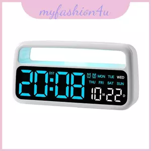 Đồng hồ báo thức kỹ thuật số tối giản hiện đại có đèn Led có lịch và đèn ngủ để trang trí nội thất