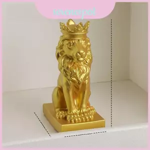 Bức tượng sư tử may mắn Bắc Âu có vương miện vàng để trang trí nội thất và