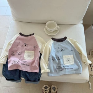 Áo sơ mi dài tay in hình hoạt hình trẻ em xuân thu mới dành cho bé trai và bé gái