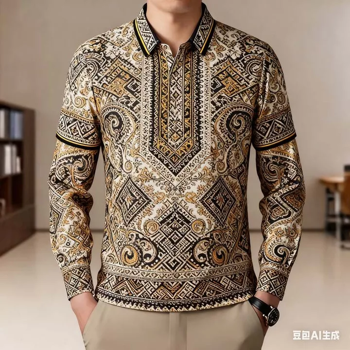 Nam Barong Áo Polo Nam Quần Áo Phong Cách Dân Tộc Áo Sơ Mi Polo Quần Áo ASEAN Áo Thường Ngày Áo Sơ Mi Polo Dân Tộc Oversize Họa Tiết Retro Ngoài Trời Dạo Phố 11b