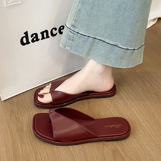 đôi dép xỏ ngón mùa hè cho nữ mang bên ngoài nửa dép xỏ ngón đế phẳng chống trơn trượt mũi nhọn