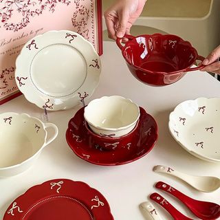 Bộ Đĩa Nơ Đĩa Gốm Hàn Quốc Bát Cơm Tròn Chịu Nhiệt Độ Cao Súp