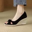 Da Thật Handmade Cổ Tích Giày Sandal Thời Trang Nêm Thời Trang Mùa Xuân Ấm Áp Cao Gót Miệng C
