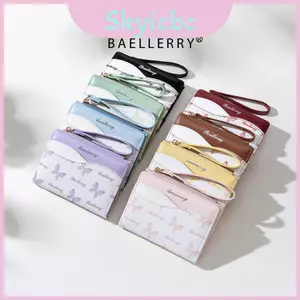 Ví đựng thẻ nữ Baellerry có trang trí hình con bướm và thiết kế gấp đôi cho công việc và trường học