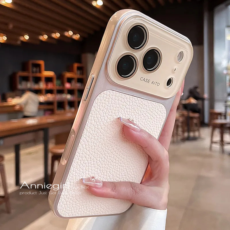 Ốp Da PU Chặn Màu Cửa Sổ Lớn Sáng Tạo Cho iPhone 18 Pro Max 12 11 13 17 Pro Max 16 Pro 15 14 Pro Max Vỏ Bảo Vệ Ống Kính Kính – ảnh mô tả chi tiết 6