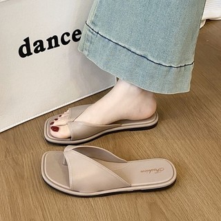 đôi dép xỏ ngón mùa hè cho nữ mang bên ngoài nửa dép xỏ ngón đế phẳng chống trơn trượt mũi nhọn