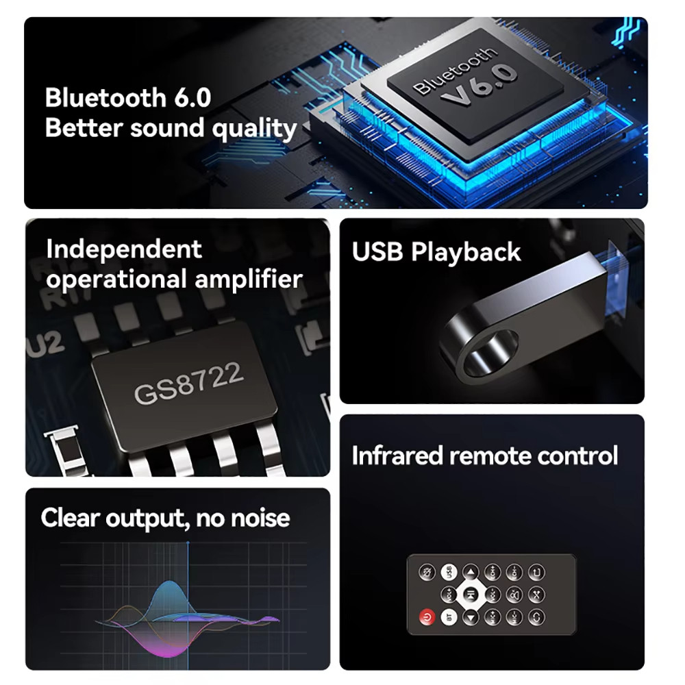 [Sẵn sàng] Bộ thu âm thanh Bluetooth 6.0 Bộ chuyển đổi không dây âm thanh nổi 3,5 mm AUX RCA 6.5MM Karaoke USB U-Disk HIFI Lossless Âm nhạc cho loa ô tô