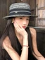 Pháp Retro Flat-top Mũ Rơm Dành Cho Nữ Xuân Hè Chống Nắng Mũ Đi Biển Kỳ Nghỉ Mũ Chống Nắng Mũ Rơm