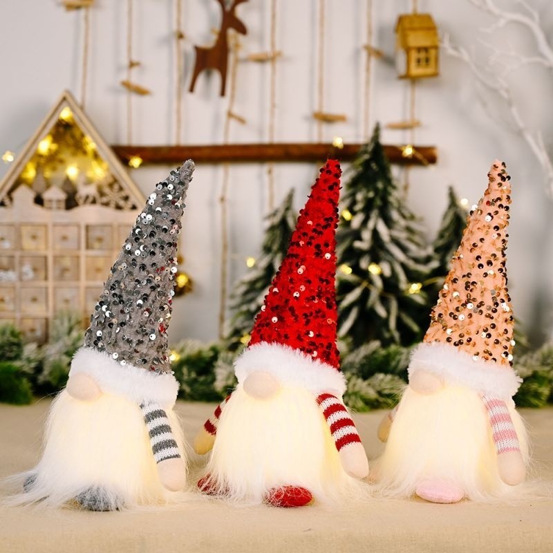 [Sẵn Sàng] 2 Chiếc LED Giáng Sinh Gnome Sang Trọng Ông Già Noel Trang Trí Búp Bê Vô Diện Gonk Lùn Đồ Chơi Trang Trí Nhà Để Bàn Trang Trí Quà Tặng Giáng Sinh