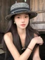 Pháp Retro Flat-top Mũ Rơm Dành Cho Nữ Xuân Hè Chống Nắng Mũ Đi Biển Kỳ Nghỉ Mũ Chống Nắng Mũ Rơm