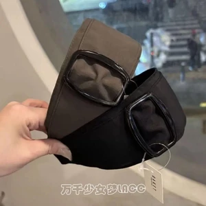 Băng đô vành rộng màu đen có khóa vuông bằng kim loại Hàn Quốc dành cho nữ có khuôn mặt và đầu
