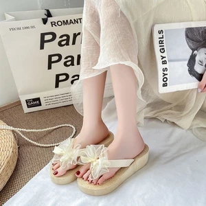 Dép xỏ ngón đế dày 5cm cho nữ mang bên ngoài mùa hè đi biển phong cách nghỉ dưỡng dép mùa hè có thể