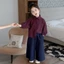 Bé Gái Phù Hợp Với Mùa Thu Phong Cách Mới Bé Gái Hàn Quốc Retro Kẻ Sọc Áo Sơ Mi Tay Dài Trẻ E
