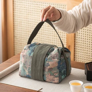 Bộ Trà Vải Túi Bảo Quản Du Lịch Ngoài Trời Túi Trà Di Động Ấm Trà Bao Bát Dung Tích Lớn Di Động Bảo Quản
